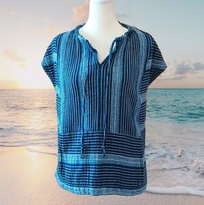 Lou & Grey blue womens boho shirt top size M